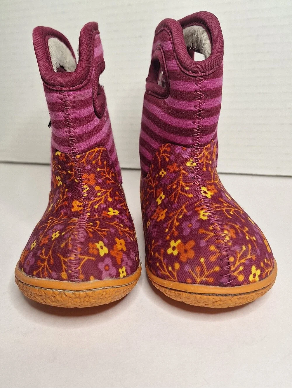 Bogs Durafresh Bog Snow Boot Infant Sz 4 Pink Puff Floral Winter Rain Handle
